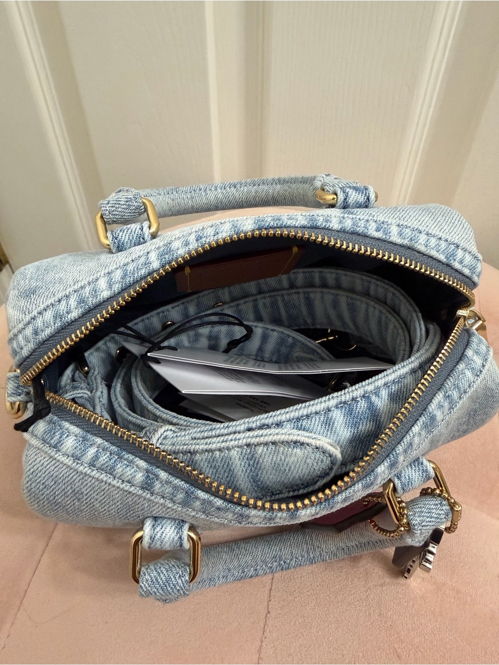 Coach Mini Rowan in Loved Denim - Picture 13 of 13